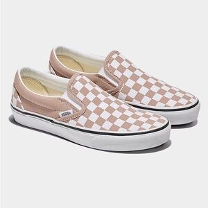 Vans Classic Checkered Slip-Ons in Warm Taupe Brown